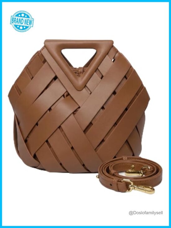 Handbags - Genuine Vegan Leather Woven Crossbody Bag Top Handle Hobo Handbag